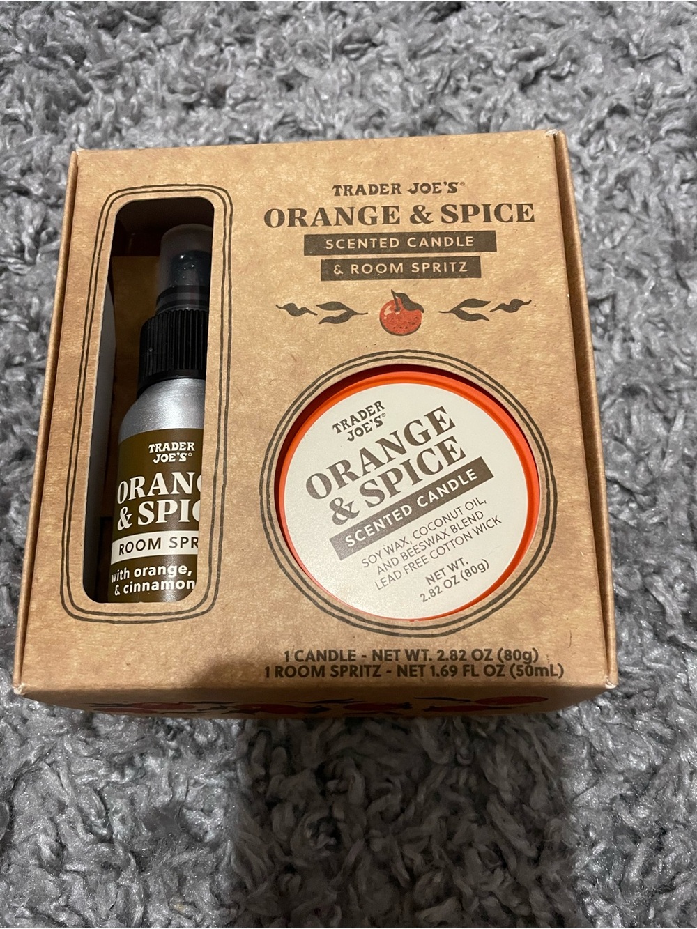 Trader Joes Orange & Spice Scented Candle & Room Spritz set gift fall holiday
